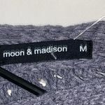 NWT Moon & Madison size Medium Textured Knit Crop Sweater Steel Blue Reversible Photo 2