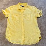 Tommy Hilfiger  Linen Roll Sleeve Fitted Button Down Shirt Butter Yellow Sz SP Photo 0