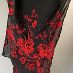 Jessica McClintock  Black Poncho with Red Floral Design Photo 13