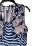 CAbi  Floral Paisley Striped Peplum Sheer Blouse Ruffled Trim V-Neck Top XS Women Photo 4