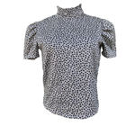 ZARA  Animal Print High Neck Short Sleeves Blouse Top M Photo 1