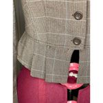 cropped blazer plaid ruffle hem Y2k brown blue Size M Photo 2