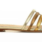 Veronica Beard  Maxon Metallic Gold Silver Caged Flat Sandals Size 9‎ Photo 0