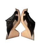 Earthies Womens Tropez Open Toe Suede Flower Chunky Wood Heel Sandals Black Sz 7 Photo 2