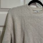 American Eagle Crewneck Long Sleeve Ribbed Sweater Size Small Cream Tan Photo 1