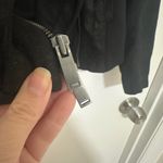 Calvin Klein Jeans CALVIN KLEIN | Black Faux Leather Waterfall Drape Front Moto Jacket, Size S Photo 4