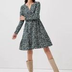 Pact Organic Cafe Crepe Tiered Dress Celestial Prairie Floral Print Size XL Green Photo 0