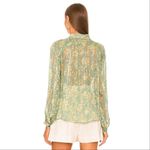 Rag and Bone  Sachi Pleated Floral Print Sheer Blouse Sage Green Small Photo 5