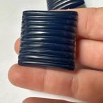 Les Bernard Vintage Blue Statement Square Clip On Earrings Signed Photo 5