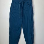 Anthropologie Ellie Embroidered High-Waisted Paperbag Utility Pants Teal Size 0 Photo 0