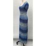 Vintage 90s All That Jazz Maxi Dress Ombre Paisley Print Short Sleeve Blue Small Photo 2