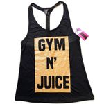 Material Girl Gym N’ Juice Black/Gold Graphic Active Racerback Tank Top … Photo 7