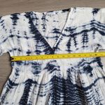 Michael Stars Tie Dye Maxi Dress Puff Sleeve VNeck Relaxed Fit White Blue size M Photo 4