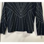 Ming Wang  Black Knit Hook Front Jacket‎ S Geometric Dots Classic Photo 6