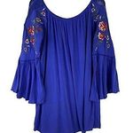 Altar'd State Altar’d State Royal Blue Floral Bell Sleeve Mini Dress Woman’s Size Medium Photo 0