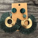 Elegant Teal and Gold Fringe Earrings Green Photo 0