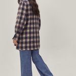 Nasty Gal Navy Blue Checkered Belted Jacket Photo 1