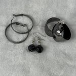 Pierced Earrings 3 Pair Dark Color Shade Hoop Drop Dangle Goth Metal Beaded Black Photo 1