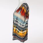 One World Ikat Print V-Neck Blouse Multicolor Tribal Style Small Photo 3