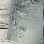 American Eagle  SZ 29 Waist Boy Midi Jean Shorts Mid-Rise Distressed Raw Hem Blue Photo 1