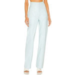 Paris Georgia Faux Leather Bootleg Pants in Mineral Blue Medium New Trousers Photo 1