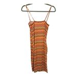 Justify 70s Retro Boho Orange Brown Chevron Slip Dress Bodycon Festival Style Size M Photo 1