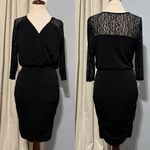 Thalia Sodi Women Black Lace Long Sleeve V-Neck Stretchy Whymsigoth Dress Size L Photo 1