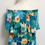 Show Me Your Mumu  Tropical Floral Off The Shoulder Flounce Bungalow Top Small Photo 0