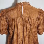 Mine Brown Puffy Sleeve Blouse with Crochet Detail NWOT Size Medium Photo 4