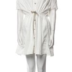 RICK OWENS TECUATL Sail Mini Dress Shirt‎ Coat Snaps Cotton Size S White $1450 Photo 3