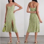 Reformation Crimini Fennel Slip On Slit Midi Dress Size 4 Green White NEW Photo 2