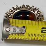 Vintage COVENTRY CANADA Tortoise Shell Glass Cabochon Victorian Brooch Pin Brown Photo 4