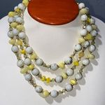 Summer Breeze 3 Strand Yellow & Spun gold in milk glass beads necklace Photo 0