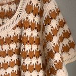 Cost Plus World Market Orange Ivory Stripe Crochet Knit Top Size Small Medium White Photo 7