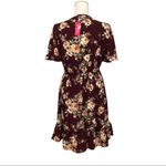 Xhilaration NWOT Burgundy Wine Maroon White Cream Floral Flutter Short Sleeve Mini Dress New Photo 9