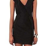Topshop  black ribbed bandage bodycon mini dress size 8 Photo 0