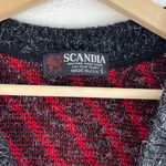 Vintage 80s Retro Red Black Geometric V Neck Grandpa Chunky Cardigan Sweater Size L Photo 6