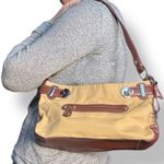 Vintage Etienne Aigner Beige Canvas Leather Shoulder Bag Classic Neutral Purse Tan Photo 0