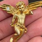 Vintage GIOVANNI Signed Gold Angel Cherub 1.25” Pin Photo 5