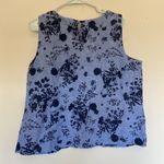 Liz Claiborne Blue Linen Blend Floral Flower Tank Top Shirt Blouse Womens Large Photo 1