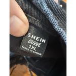 SHEIN Curve Black Studded Denim Shorts Raw Hem‎ Distressed Cutoff Size 1XL Photo 3