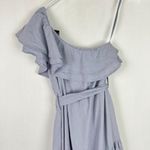Nicole Miller NWT Linen Blend One Shoulder Ruffle Chambray Midi Dress Size XS Photo 10