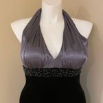 Js Boutique halter satin/velvet black/gray long dress  Size 10 Photo 3