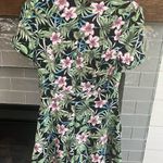 New Francesca’s Gretta Palm Tropical Print Front Knot Romper Small Green Photo 6