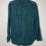 H&M Women’s Teal Button Down Shirt Western Style Size 12 Photo 0