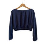 Z Supply  Navy Blue Terry Dolman Long Sleeves Pullover Crop Top Small Casual Cozy Photo 3