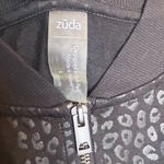 Zuda Black Leopard Large Full Zip Up Casual Jacket Shiny Athleisure Workout Wear Photo 3