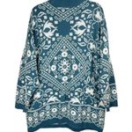 Vtg Y2K Kate Collins Abstract Paisley Knit Sweater Sz 2X Blue Boho Photo 1
