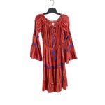 Raga  Red Burnt Orange Metallic Thread Boho Tiered Dress Festival Size XS Photo 1