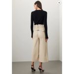 New! Eudon Choi Paperbag Wide‎ Leg Vegan Leather Pants sz 2 Tan Photo 3